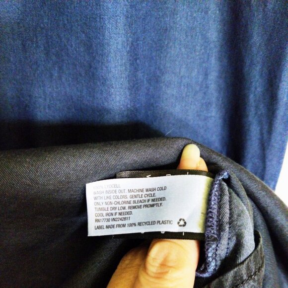 Ava-Viv Chmbry Denim Clr Blck Short Sleeve High Low Midi Dress w/Scarf SZ 1X NWT - Picture 4 of 10